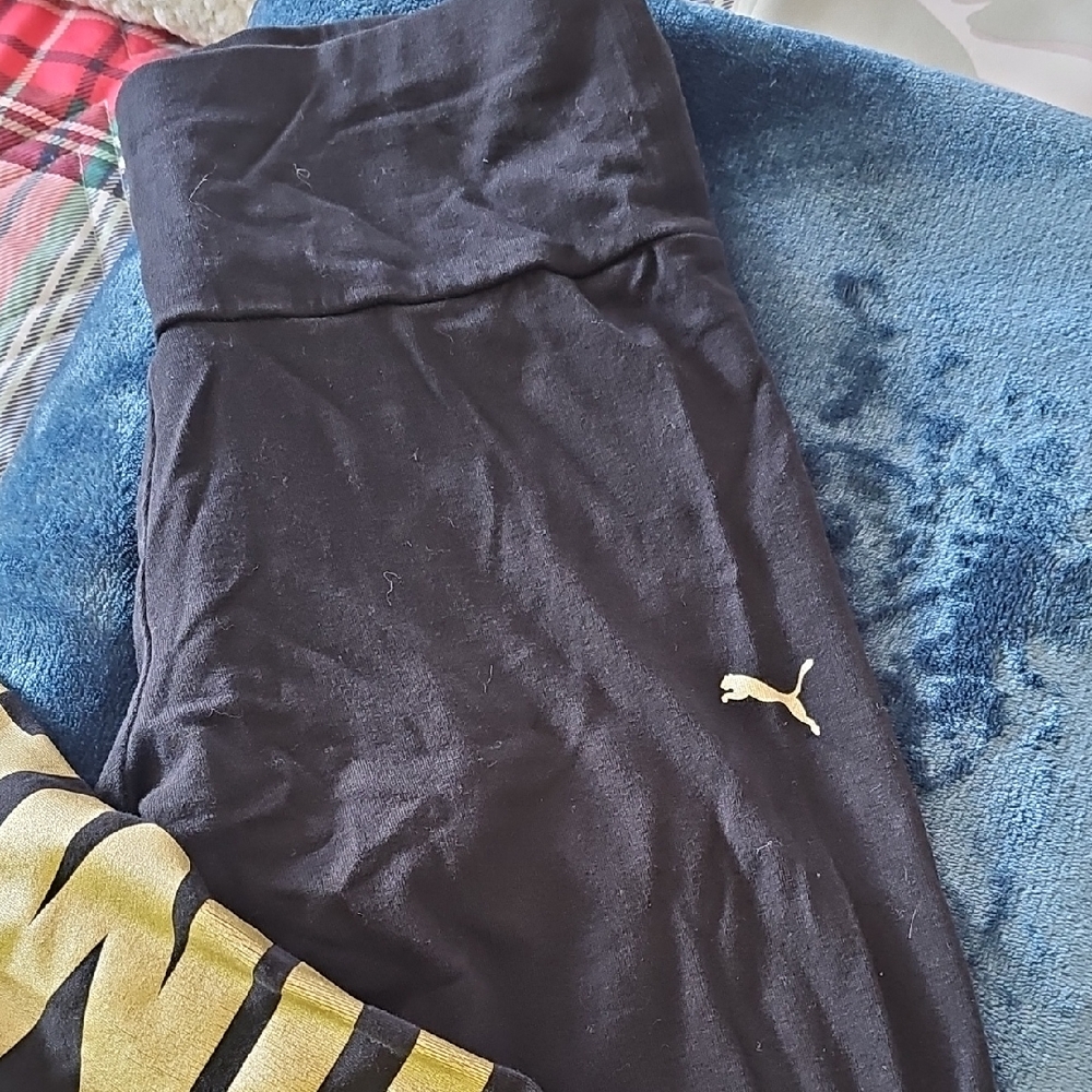 Puma Leggings in Black with Gold Logo